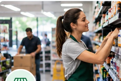 Imagen ilustrativa de personal trabajando en un comercio